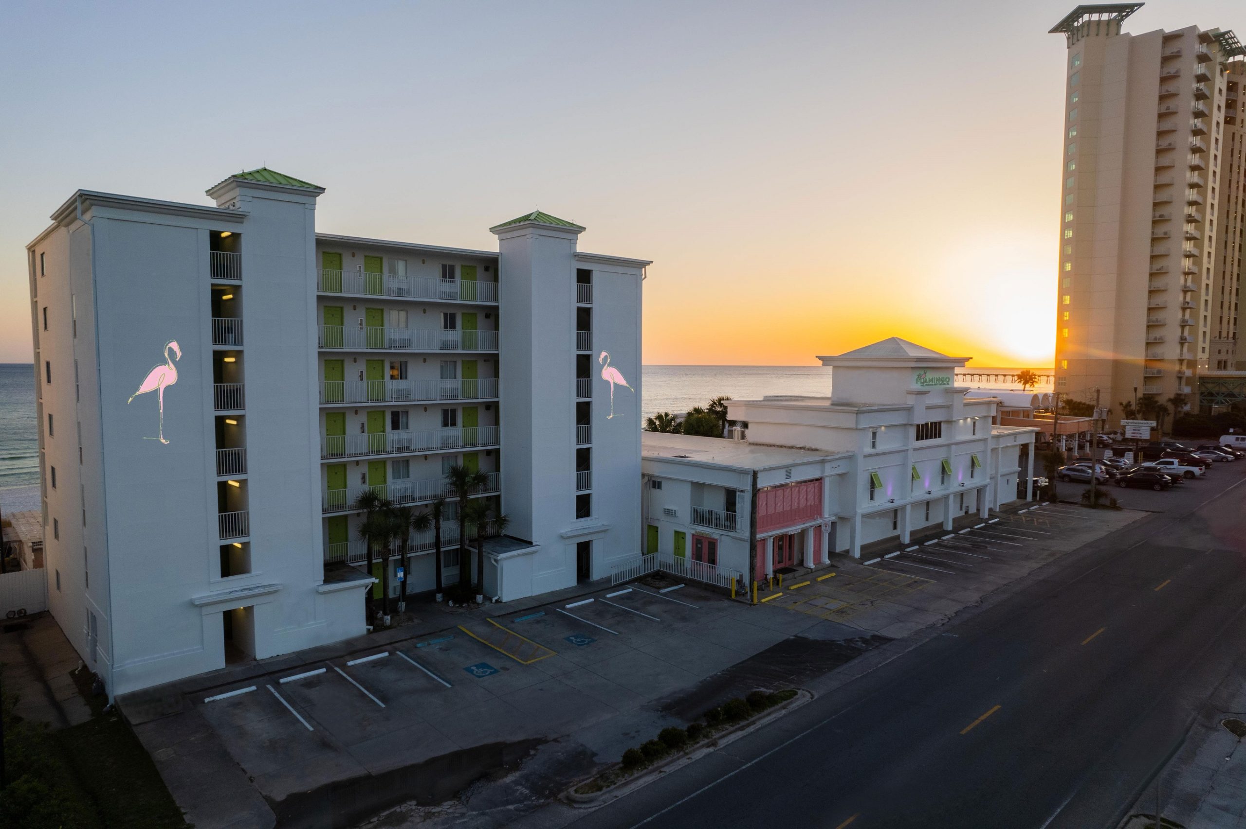 The Flamingo Hotel PCB Sunset A picture of the sunset at Flamingo Hotel and Tower PCB